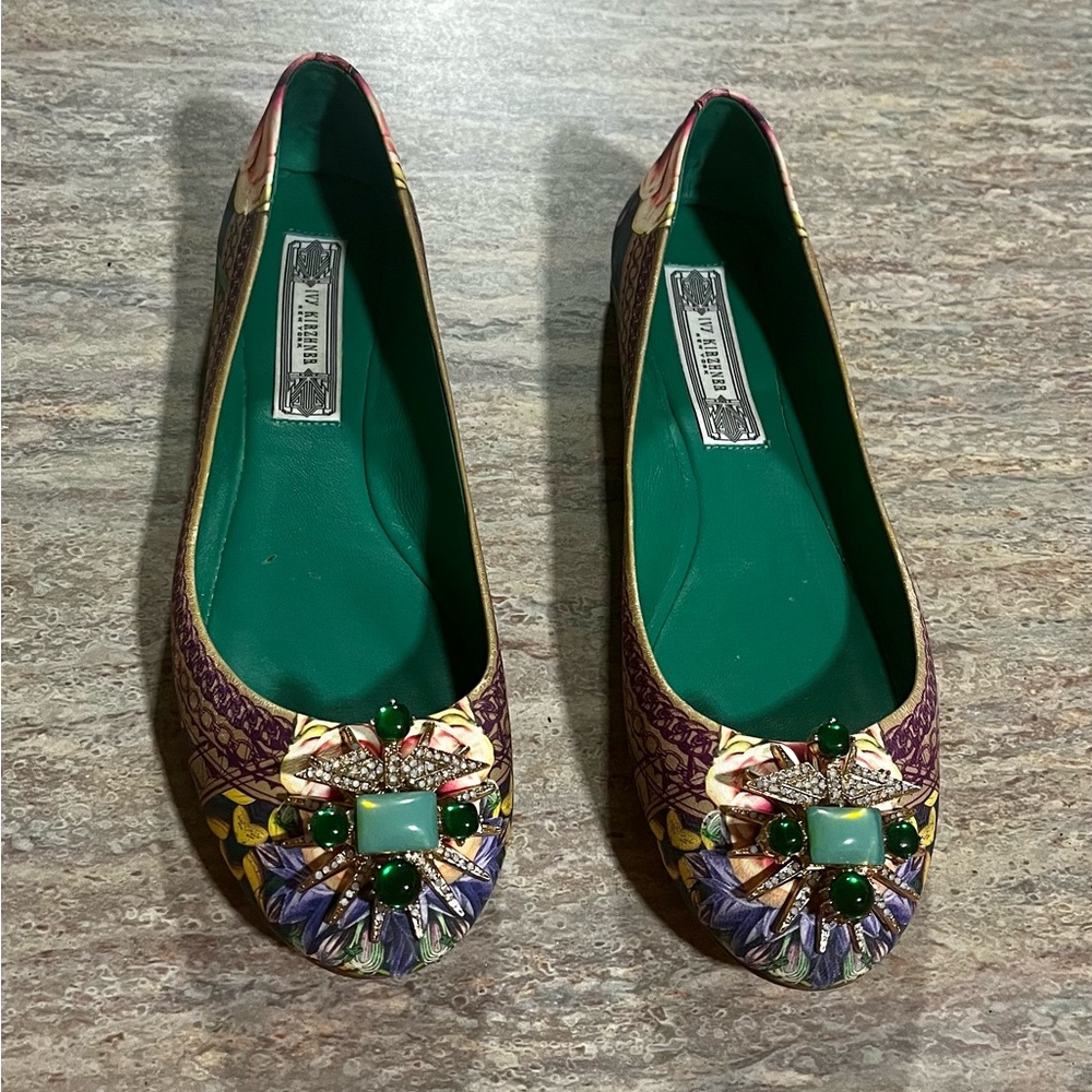 Ivy Kirzhner Elegant Green and Purple Women's Flats